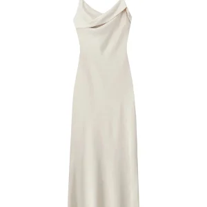 TRAF Women's Satin Spaghetti Straps Long Skirt Fashion Sexy Stacked Design Solid Colour Slim Dress Elegant Evening Gowns